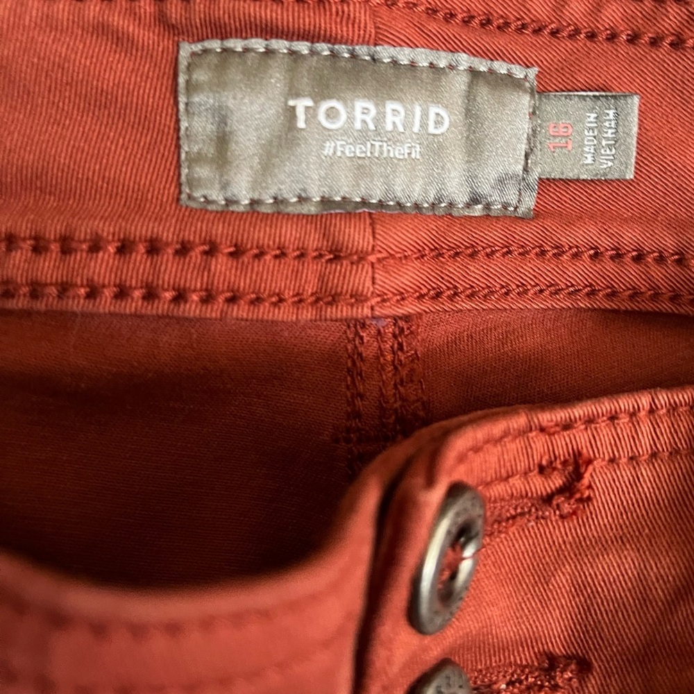 Torrid Aviator Stretch Twill Crop Pants Size 16 Rust Mid Rise - Picture 7 of 9